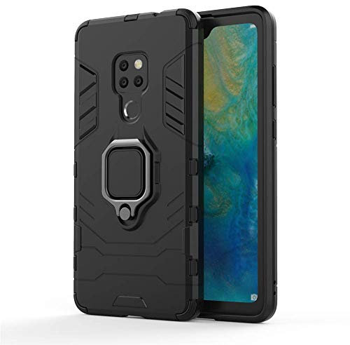 Huawei Mate 20 Hülle, CHcase Hybrid 2in1 TPU+PC Schutzhülle Rugged Armor with Magnetic Car Mount Case Cover Dual Layer Bumper Backcover mit Ständer für Huawei Mate 20 -All Black