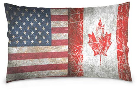Linomo Kissenbezug 40x60 cm, Jahrgang Amerikanisch Flagge und Ahorn Blatt Dekorative Kissenbezug Kissenhülle für Couch Sofa Bett Hause