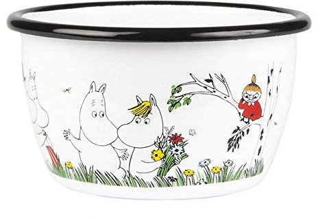Mumin Schale Mumintal, Emaille, Weiß, 300ml, fröhliches Geschirr für Kinder