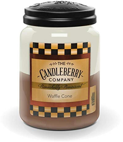 Candleberry Duftkerze im Glas mit Deckel - Waffle Cone (570g) - Intensiv duftende ganzjährige Kerze bis zu 160h Brenndauer für jeden Anlass, langlebig und handgegossen in den USA (Waffelkegel)
