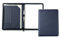 DELMON VARONE - Personalisierbare Schreibmappe DIN A4 „EcoAppleLeather“ Blau, Recycling Öko Apfel Leder Konferenzmappe mit Notizblock, Stiftschlaufe & Steckfächer, Dokumentenmappe mit Reißverschluss