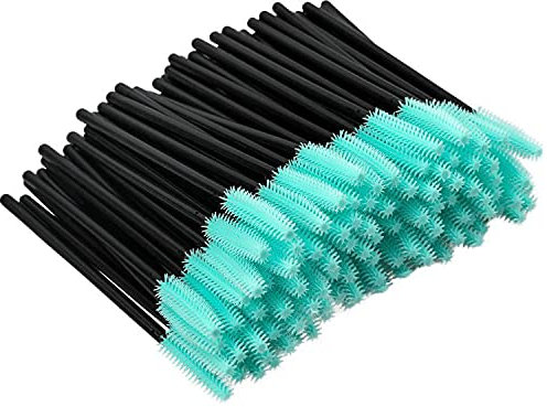 G2PLUS 100 Stk Silikon Wimpernbürste - Einweg Mascara Zauberstäbe - Schwarz und Mintgrün Mascara Augen Make Up Tools