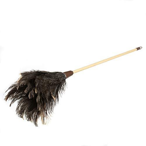 Plumero Avestruz Extra con Varilla Larga de Madera y Colgador