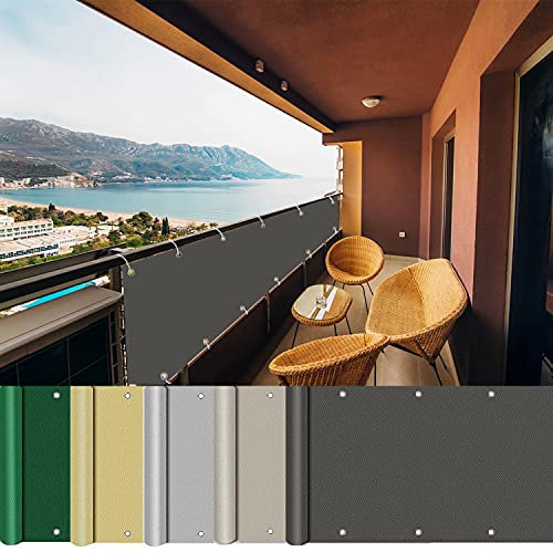 AEREY Balkon Sichtschutz 70x600cm, Balkonumspannung, 100% Privatsphäre Balkonverkleidung Sichtschutz meterware für den Gartenzaun - Anthrazit