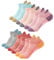 BUDERMMY Sneaker Socken Damen 6 Paar Füßlinge Baumwolle Sportsocken Atmungsaktives Kurz Socken Gepolsterte Laufsocken (as3, numeric_35, numeric_38, regular, multicolour)