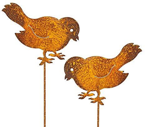 Blümelhuber Gartenstecker Rost Vögel im 2er Set - Edelrost Gartendeko Stecker Vogel Figur - Tiere als rostige Metall Dekoration für draußen - 30 cm groß