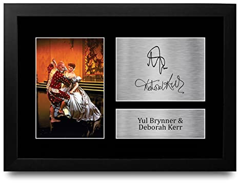 HWC Trading FR A4 Yul Brynner & Deborah Kerr The King & I Geschenke Geducktes Signiertes Autogramm Foto für Fans von Film Memorabilien - A4 Framed