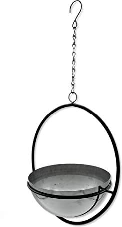 DARO DEKO Metall Blumen-Ampel mit Rahmen schwarz Silber 29 x 69cm Blumentopf hängend Hängeampel