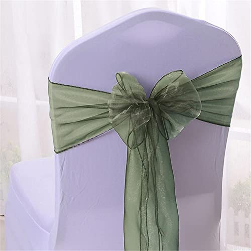 Highdi Bänder aus Organza Schleife Stuhlhusse, Stuhl Schärpe Band Schleifen Stuhlhussen für Hochzeit, Ceremonie, Party, Veranstaltung, Geburtstag Dekoration (100pc,dunkelgrün)