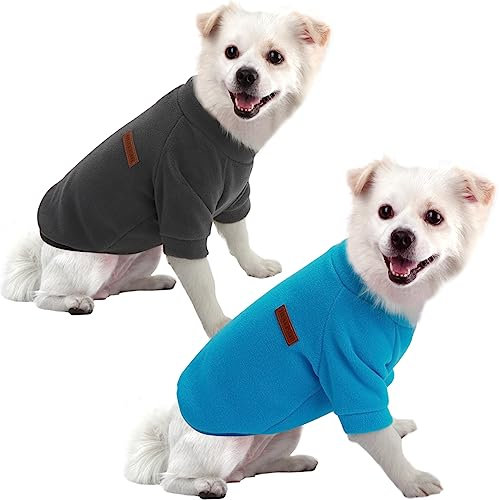 HuaLiSiJi Hundepullover Fleece Kleine Hunde Hoodie Chihuahua Kleidung Hundepullover Chihuahua Hunde Sweatshirt, Warm und Leicht, mit Einer Weichen Textur, Leicht zu Tragen (XXL, Blau+Grau)