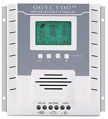OOYCYOO MPPT 60A Solar Charge Controller, 12V/24V, 750W/1500W, LCD Display, Versatile Battery Types Support, Multiple Protection for Sealed, Gel, Flooded and Lithium Batteries