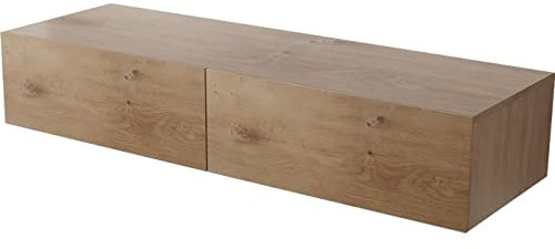 BERNSTEIN® Unterschrank TLB150 Eiche Struktur Schrank für Badezimmer - 150 x 43 x 28 cm - hängend Holz Kommode Lowboard mit Push-Open Funktion, vormontiert