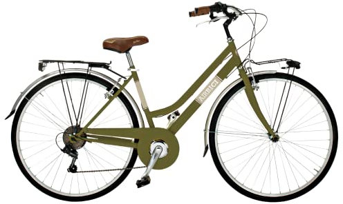 Airbici 603AC Damenfahrrad Citybike 28 Zoll | Fahrrad Damen Retro Cityräder City Bike 6-Gang, Stahlrahmen, Schutzbleche, LED-Licht und Gepäckträger | Fahrrad für Mädchen und Damen (Oase grün)