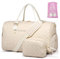 Sporttasche Reisetasche Damen, Kliniktasche Geburt Weekender Saunatasche Damen Groß Handgepäck Tasche mit Kulturtasche Schuhfach und Nassfach for Weekend Travel,Beigefarben