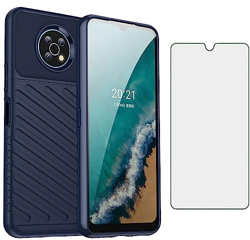 Asuwish Phone Case for Nokia G50 5G with Tempered Glass Screen Protector Cover and Cell Accessories Slim Soft TPU Silicone Rubber Protective Mobile Thin Hybrid Rugged NokiaG50 G 50 50G Women Men Blue