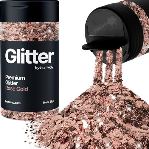 Hemway Premium Glitter Shaker - Rose Gold | Multi Size Metallic Flake Sequins for Resin & Epoxy Crafts | Craft Supplies for Tumblers, Festival, Hair, Face, Body, Eye & Nail Art | 120 g