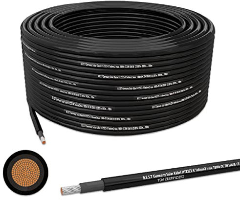 Solarkabel 6mm² Schwarz- 100m - Photovoltaikkabel, flexibel, UV-beständig, PV Kabel, leistungsstark