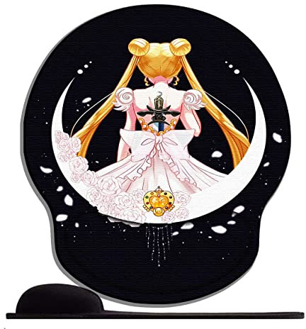 Mauspad mit Gelkissen,Mousepad Ergonomisches Wasserdicht Komfort Mausmatte mit Handgelenkpolster Handauflage für Alle Maus Offfice Heim Computer LaptopAnime Mädchen Sailor Moon Sty21