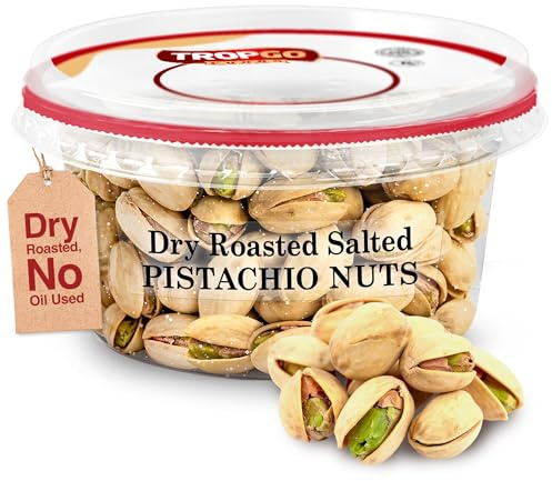 Tropgo Roasted Salted Pistachios 180g - Pistachio Nuts in Resealable and Recyclable Tub - Wholesome Trail Mix with Fibre, Protein, and Essential Minerals - Healthy Snacks for All Ages