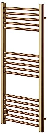 Greened House Brushed Brass Straight Heated Towel Rail 500mm Wide x 1000mm High Flat Central Heating Towel Radiator