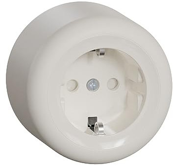 Schneider Electric Elso runde Schuko-Steckdose, 1-fach, Aufputz, Berührungsschutz, Renova, 16A, 250V AC, weiss, Artikelnummer WDE015876