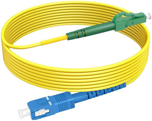RamboCables 2m Glasfaserkabel LC/APC auf SC/UPC, OS2 Simplex Singlemode 9/125µm LSZH, FTTH LWL Patchkabel Gelb