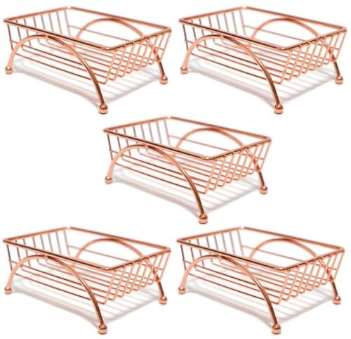 Support Savon 5 pièces de porte-savon en fer Simple créatif salle de bain cuisine vidange boîte à savon boîte de rangement cadre à quatre coins pour Salle de Bain ou Cuisine ( Color : Rose Gold , Size