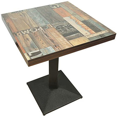 BBAUER Industrieller Esstisch, Bartisch, Küche, quadratisch, Küchentisch aus Metall und Holz, Bistrotisch für 2-4 Personen, 60 × 60 × 75 cm (C)