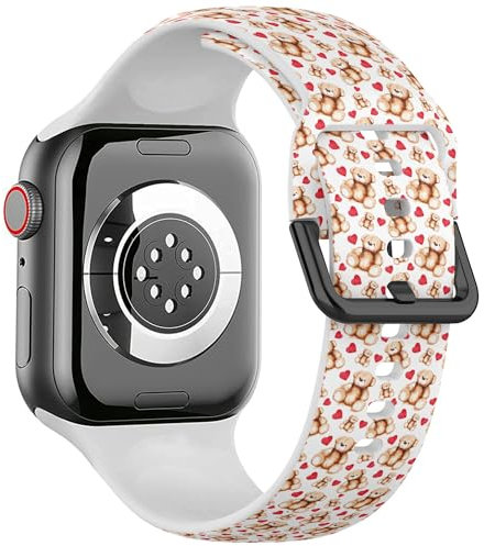 Correa deportiva suave compatible con Apple Watch de 38/40/41 mm (juguete de oso de peluche de dibujos animados) accesorio de correa de silicona para iWatch