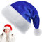 Blau Weihnachtsmütze für Erwachsene Kinder,32*45cm Nikolausmütze Plüsche Weihnachtsmann Mütze,Warm Dicker Nikolaus Mütze Santa Clause Mütze für Männer Frauen Mädchen Jungs Familie Weihnachtsfeier