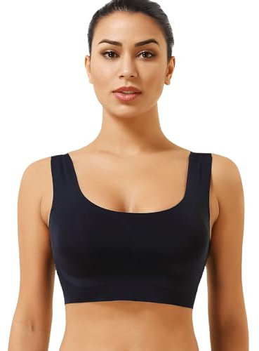 HANSILK Sport-BHs für Damen, nahtloser und bequemer Yoga-BH, abnehmbare Brustpolster, Design für Fitnessstudio-Training, Schwarz , L