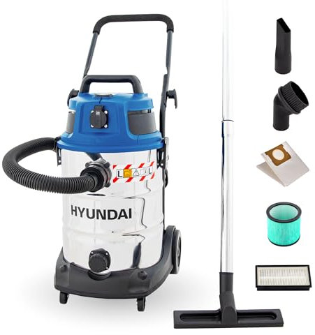 Hyundai Nass- / Trockensauger VCWD1630E, 1600 W, 30l Edelstahltank, Sauger mit Ausgangssteckdose, Master-Slave-Funktion (Staubsauger, Waschsauger, Industriestaubsauger)