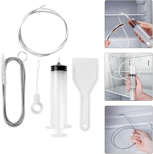 Fridge Emptying Dredger and Cleaning Set Fridge Drain Hole Cleaning Tool Reusable Drain Hole Cleaning Tool for Home Kitchen Fridge Cleaning Brush for All Refrigerators Freezers (1 Set)