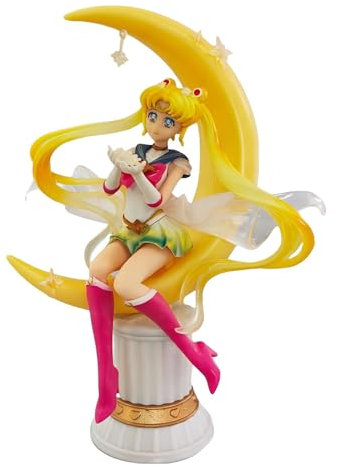 Luxetoys Tsukino Usagi Anime Figuren Sailor Charakterfigur mit Sitzhaltung und Basis 21 cm Modellstatue zur Dekoration (Mond-Sitzposition)
