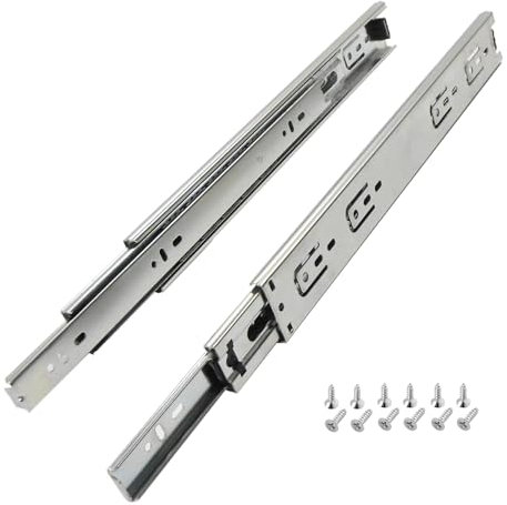 Schubladenschienen Vollauszug 450mm, 1 Paar (2 Stk.) Kugelauszug, 45mm Nut Schubladenauszug, Schubladen Führungsschiene mit Montageschrauben, Schubladen Schienensystem belastbar bis 45 kg