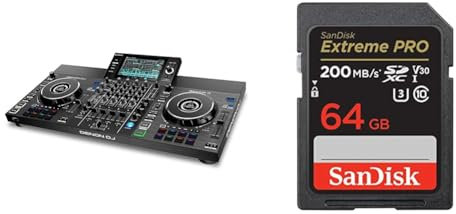 Denon DJ SC LIVE 4 - Standalone DJ Controller, 4-Channel Mixer & SanDisk 64GB Extreme PRO SDXC card + RescuePRO Deluxe, up to 200MB/s, UHS-I, Class 10, U3, V30