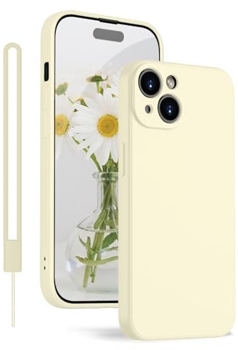 KPPIT for iPhone 13 Case Silicone,for iPhone 13 Phone Case Shockproof Cover with Microfiber Lining,Silky-Soft Touch Full-Body Protective 6.1 inch(Antique White)