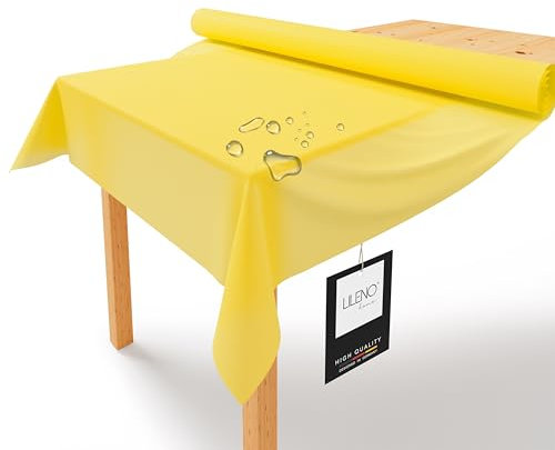 LILENO HOME Tischdeckenrolle 1,10 x 25 m - Tischdecke Gelb aus Vlies - Stoffähnlich, abwaschbare Tischdecke als Rolle, Meterware Tischtuchrolle - Einweg Papiertischdecke Rolle Alternative