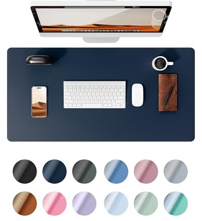 YSAGi Schreibtischunterlage 80x40cm, Premium Leder Mauspad XXL, Rutschfeste Tischunterlage Schreibunterlage, Multifunktionales Office Mousepad Schreibtisch Zubehör für Büro & Homeoffice (Dunkelblau)
