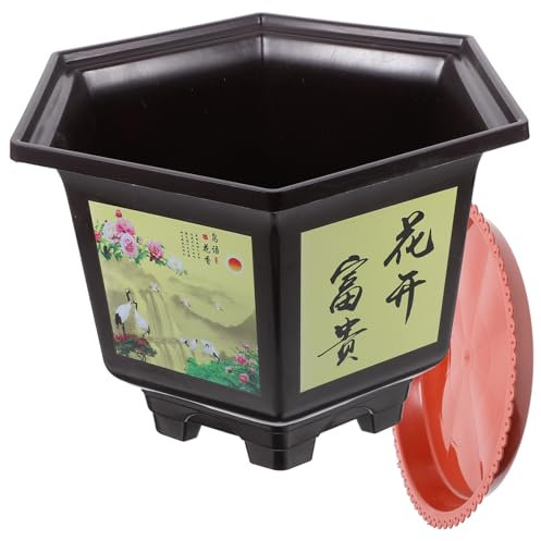 CIYODO Macetas Hexagonales Grandes para Plantas Balcón Jardín y Huerto Casa Tiestos Decorativos De Plástico con Base Altura