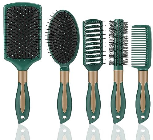 Lvefyti 5 Stück Haarbürste Set,Massage Haarbürsten Entspannungsbürsten Borsten Kamm,5 Typen Anti-Statik Hair Brush,Stylingbürste für Frauen Männer Kinder alle nassen oder trockenen Haare
