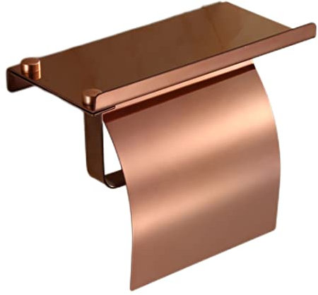 Veesper Toilet Roll Holder Wall Mounted, Toilet Paper Holder Stainless Steel Roll Holder Mobile Phone Toilet Roll Holders Hotel Bathroom Shelf Bathroom Hardware Toilet Paper Holder Rose Gold