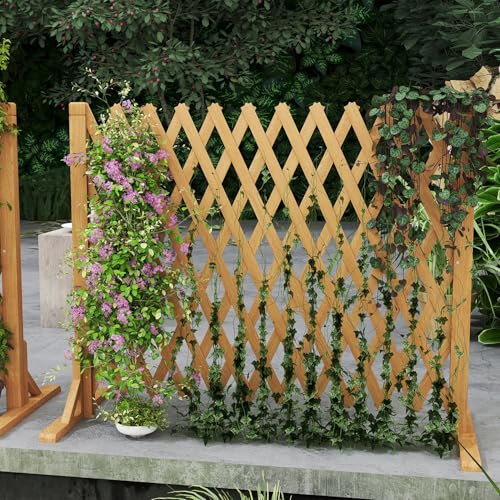 Valla de madera retráctil instantánea expansible para jardín, puerta de madera para mascotas, valla de madera independiente, valla de madera, enrejado de jardín para el hogar, patio, jardín,