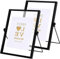 Bilderrahmen Glasrahmen für Gepresste Blumen 15 X 20 cm, 2er Doppelseitiger Fotorahmen, Bilderrahmen Schwarz Metall Desktop Fotorahmen, Getrockneter Blumen Artwork Bild Display Halter
