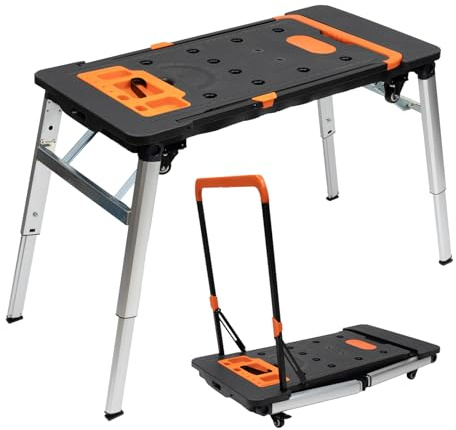 OUBUBY 7-in-1 Klappbare Werkbank Einem Haushalt&DIY-Arbeitsplatz Werk-und Spanntisch-330-550kg Tragkraft Höhenverstellbar Werktisch Spanntisch Arbeitstisch ideal für Werkstatt, Garage