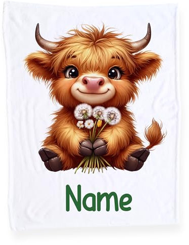 GRAZDesign Babydecke mit Namen, Weiche Kuscheldecke mit Bulle, Schmusedecke zur Geburt als Geschenk
