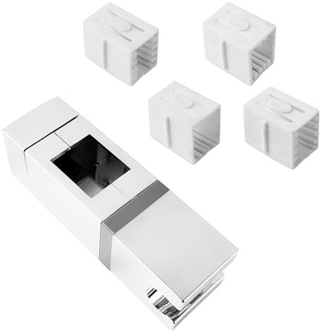 Supporto Doccia Regolabile, Supporto Soffione Doccia Quadrato Senza Foratura, Supporto Doccino 360 Gradi in Quattro Misure, per Asta Doccia Rettangolare (18×30, 22×22, 25×25, 30×15 mm) (Argento)
