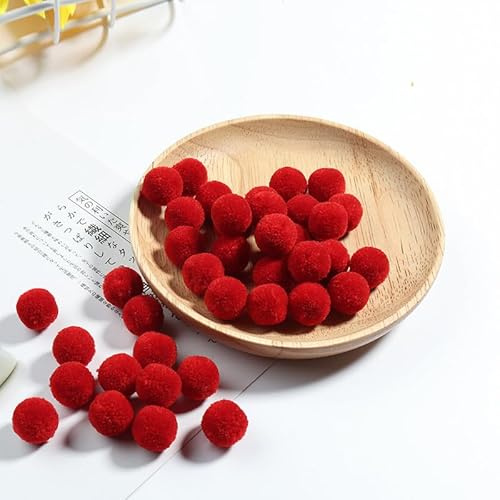Blausky 30 Stück 5cm Bunt Pompons Mini Pompons Klein Rund Pompon Flauschigen Plüsch Bälle Pompons Bälle Pom Pom zum Basteln für Ostern Weihnachten,Dekorieren Verzieren Nähen DIY,Rot