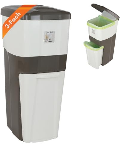 GarPet Mülleimer Küche 3 Fächer Groß Mülltrennsystem 70 Mülltrennung Mülltrenner Abfallsammler Müllsortierer 3Fach Müllsystem Küche Abfall & Recycling