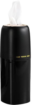 Cylinder Tissue Box For Car, Round Tissues Car Cup Holder, Round Tissue Boxes, Cup Holder Tissue Dispenser, Refillable Tissues Box Round Container For Car Home Workplace Use, Black